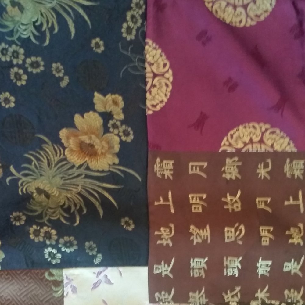 Asian Silk patchwork place mats set of 4 NWOT